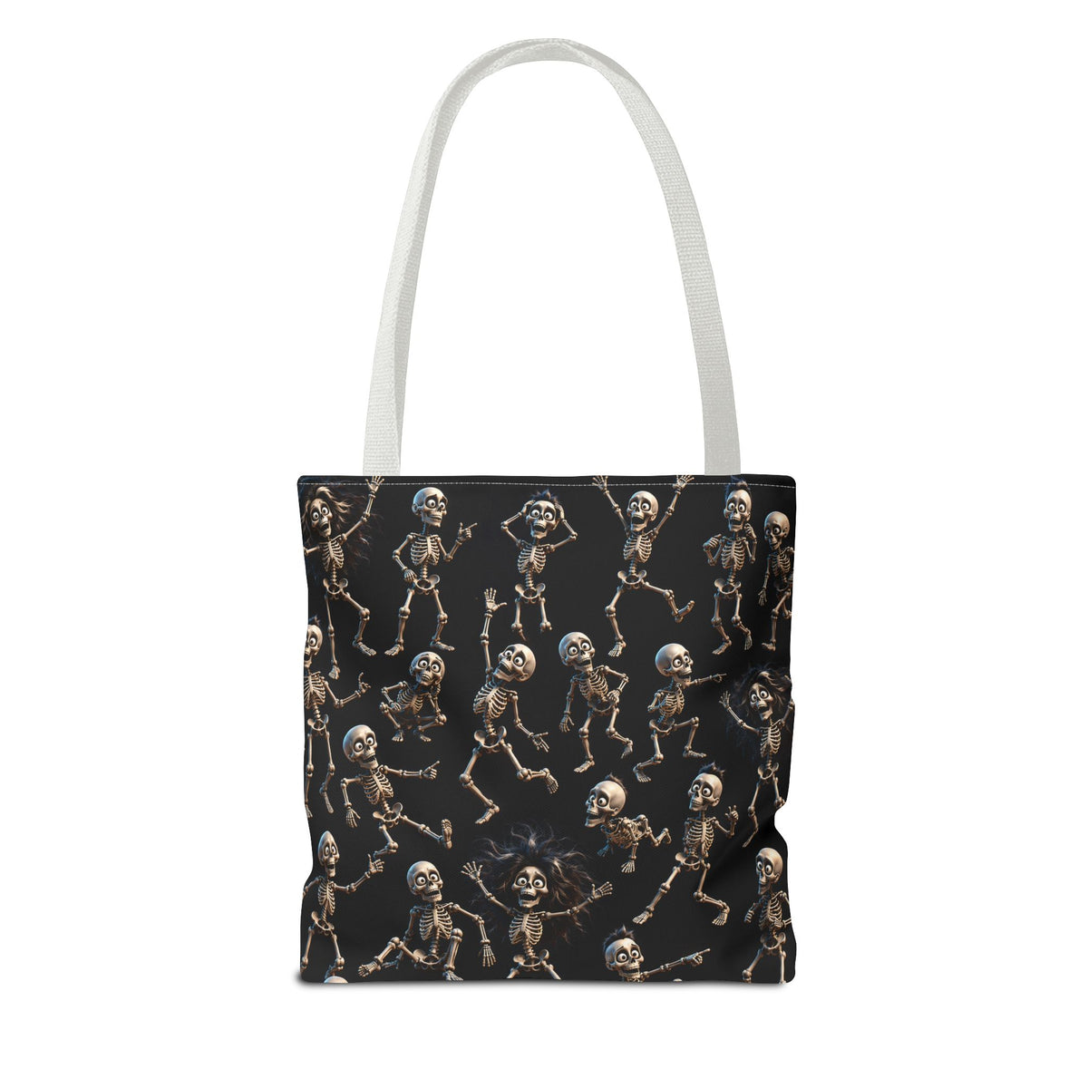 Spooky Skeleton Crew Halloween Tote Bag - Cute 3D Skeleton Pattern