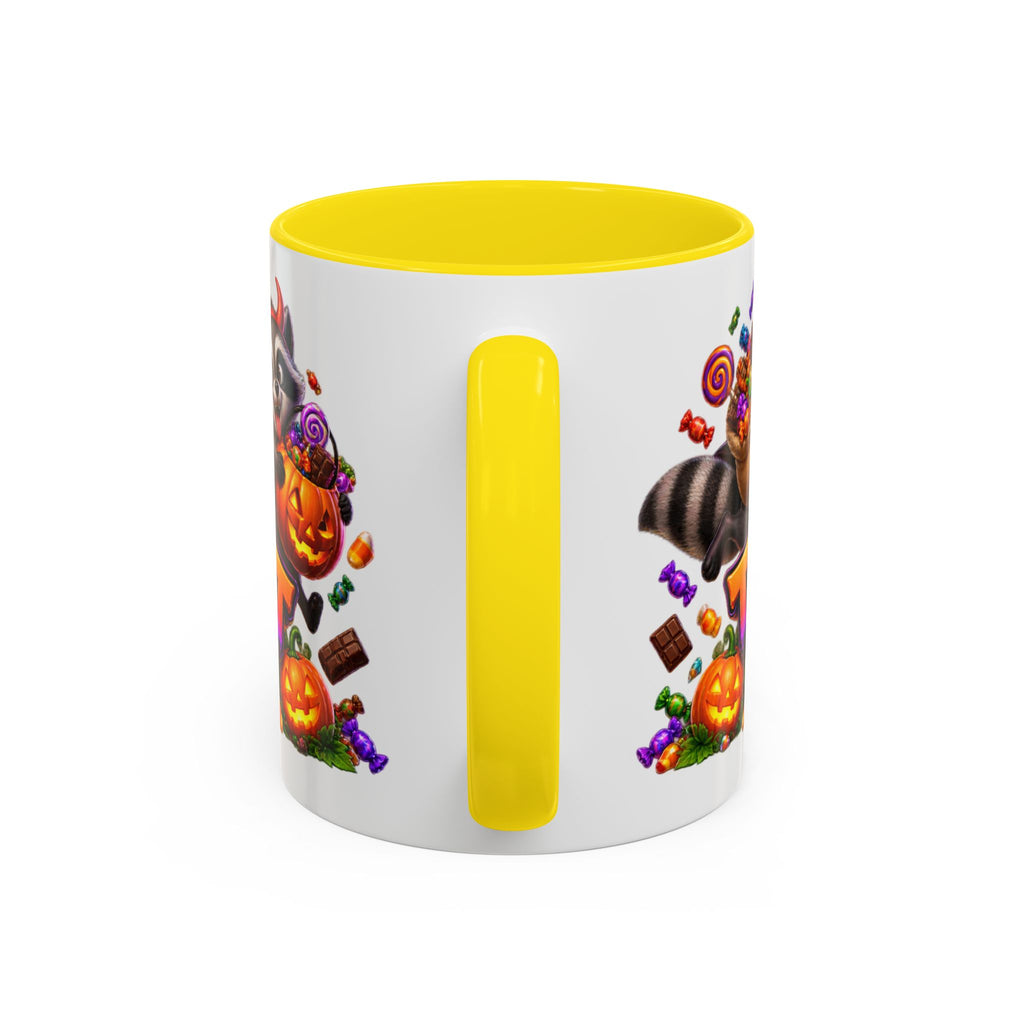 Trick or Treat Bandits Raccoons Halloween White Mug