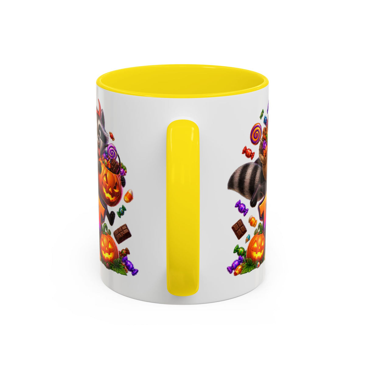 Trick or Treat Bandits Raccoons Halloween White Mug
