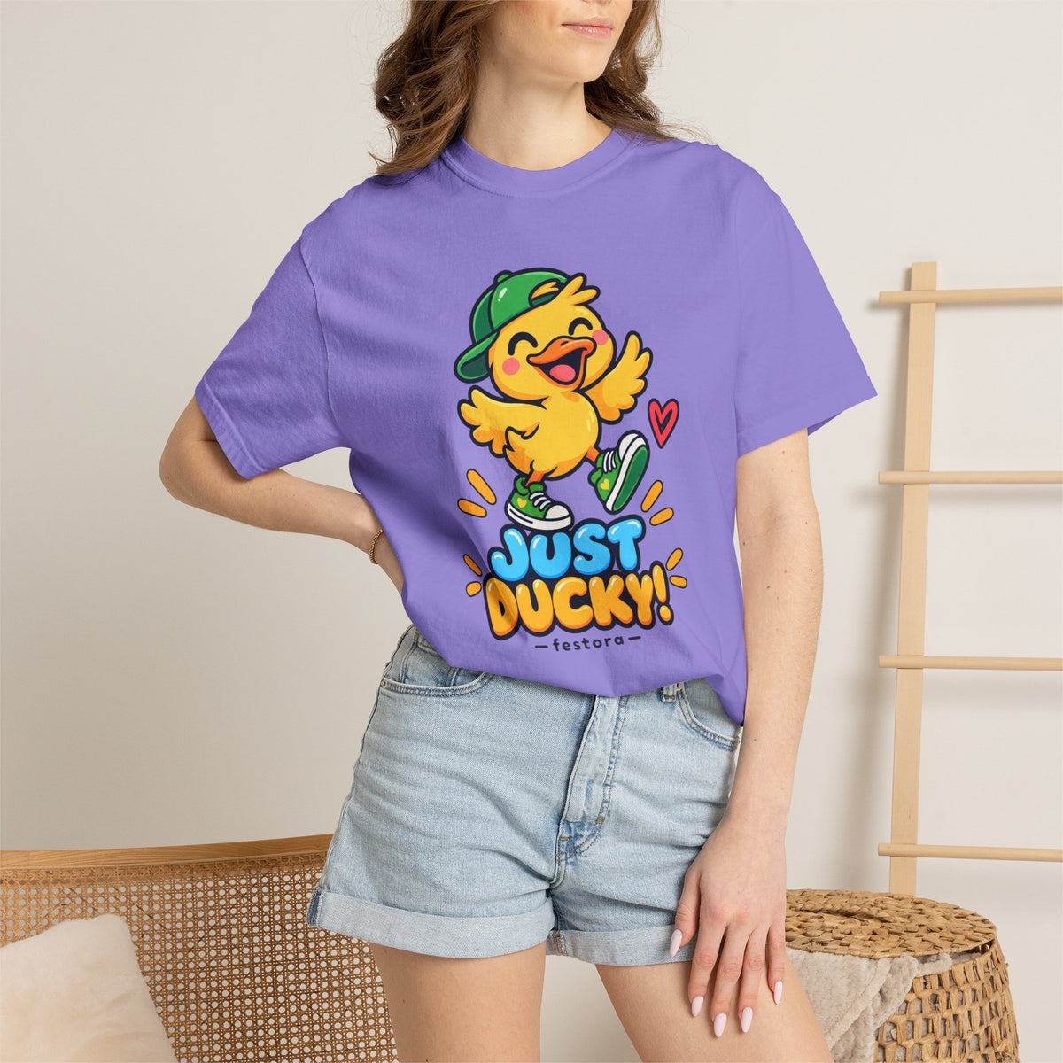 Just Ducky! – Cute Happy Duck Graphic T-Shirt