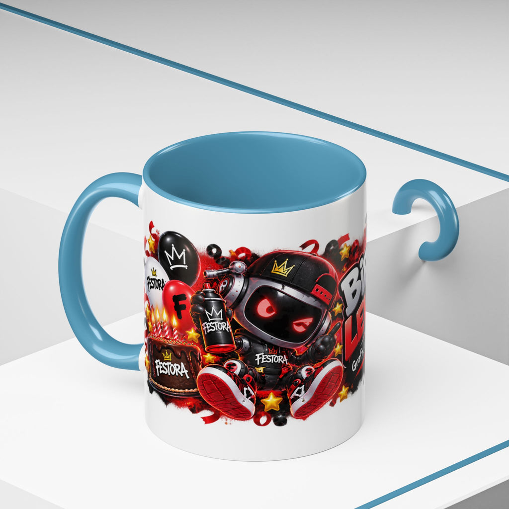 Festora Grafx Birthday Mug – Birthday Level Up Robot Coffee Cup