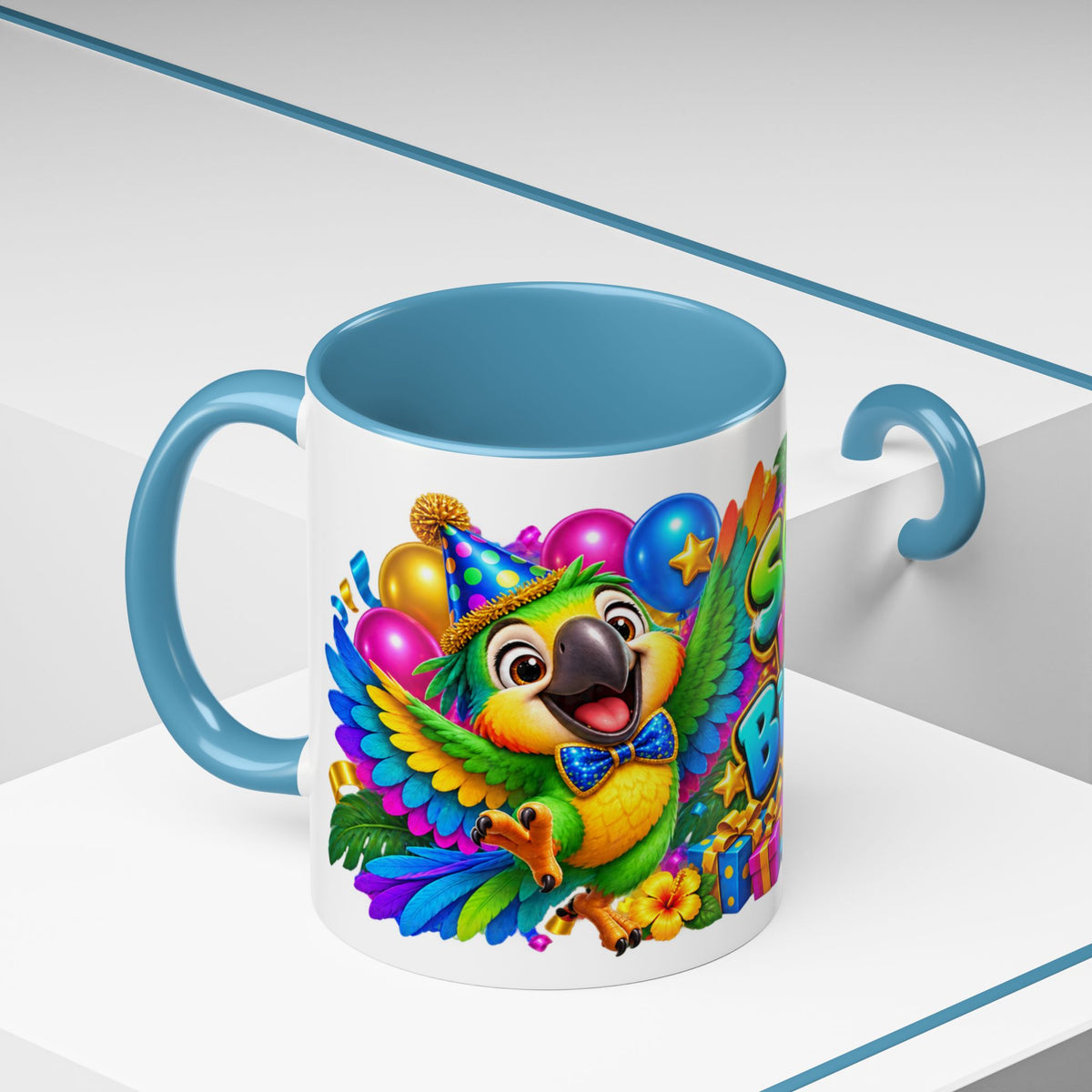 Squawk! It’s Your Birthday White Mug – Cute Parrot Birthday Cup, Colorful Tropical Party Gift