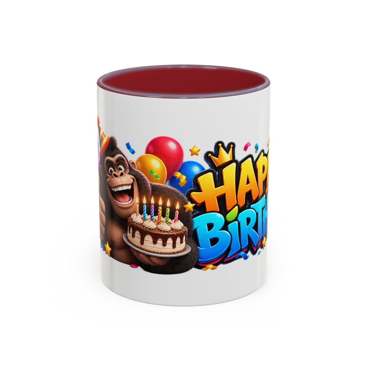Gorilla Happy Birthday Mug - Colorful 3D Celebration Design