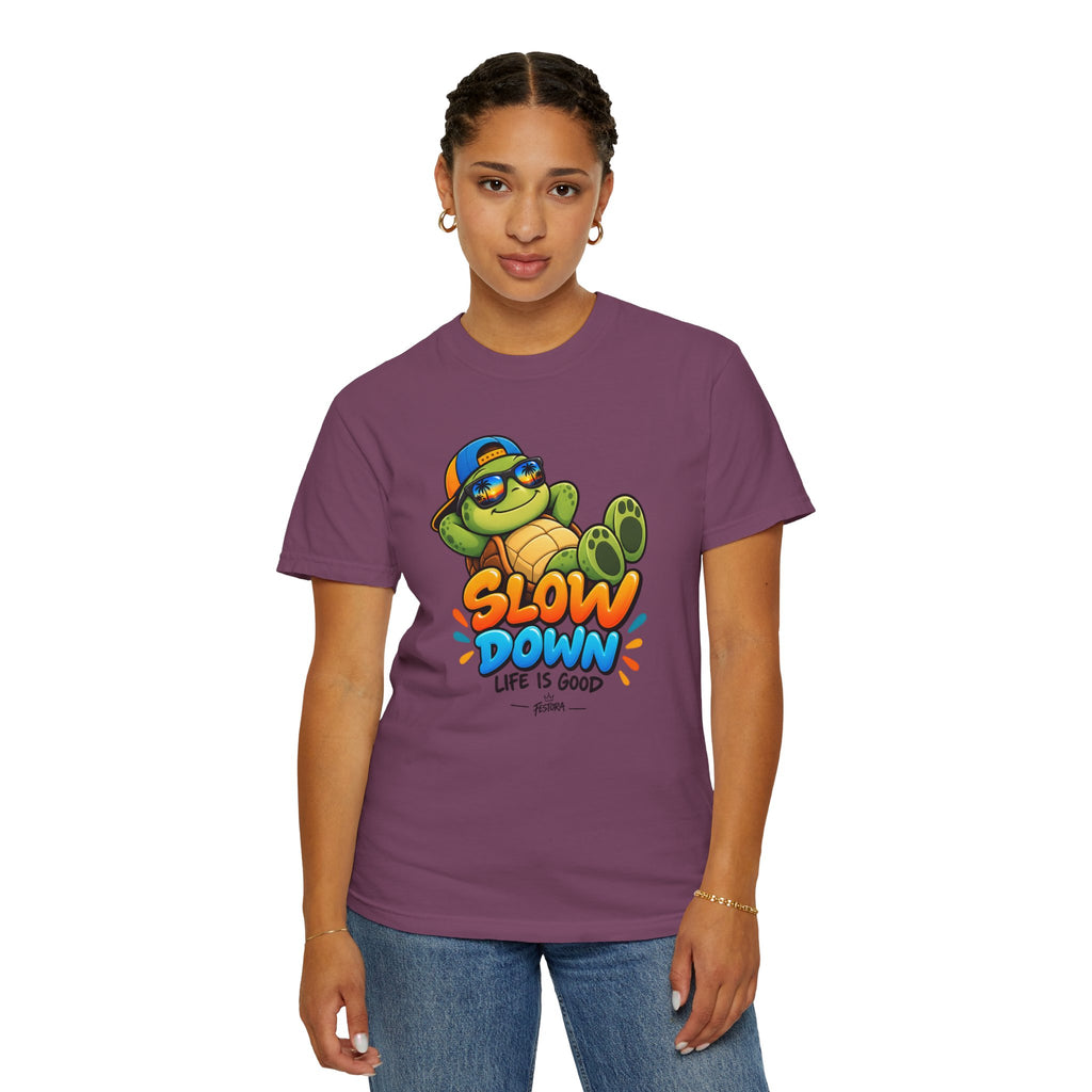 Slow Down, Life Is Good – Turtle Graphic T-Shirt | Festora Everyday