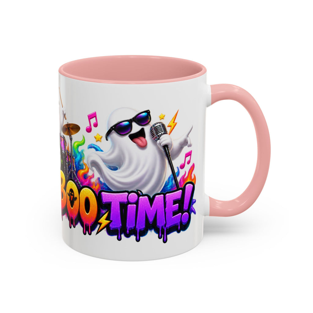 Here for a Boo Time Halloween Ghost Rock Band White Mug