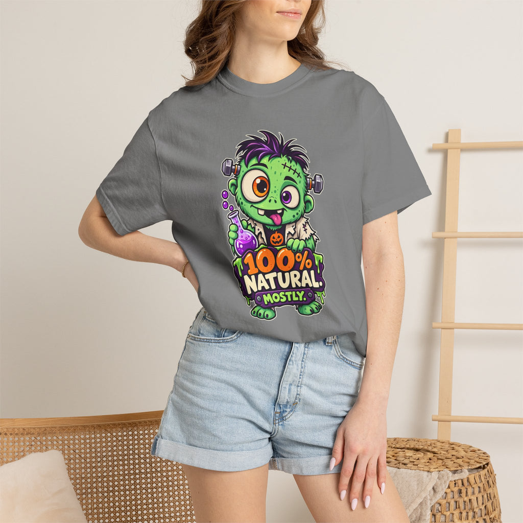 100% Natural. Mostly. – Cute Halloween Lab Monster T-Shirt