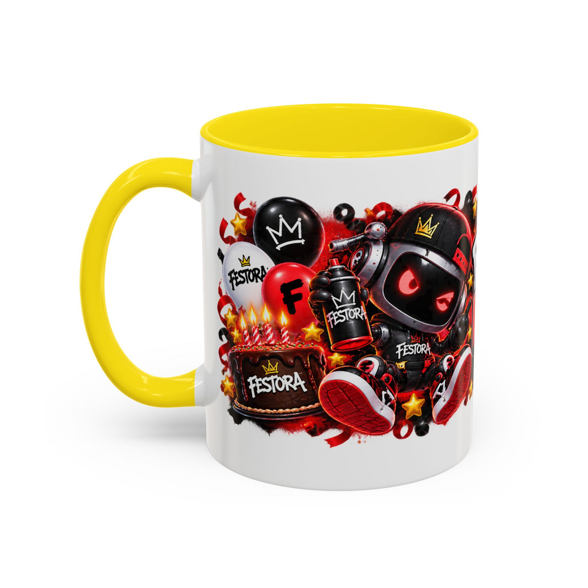 Festora Grafx Birthday Mug – Birthday Level Up Robot Coffee Cup