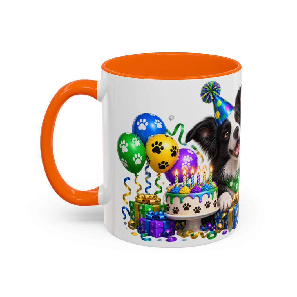 Herd the Crew Border Collie Birthday White Mug
