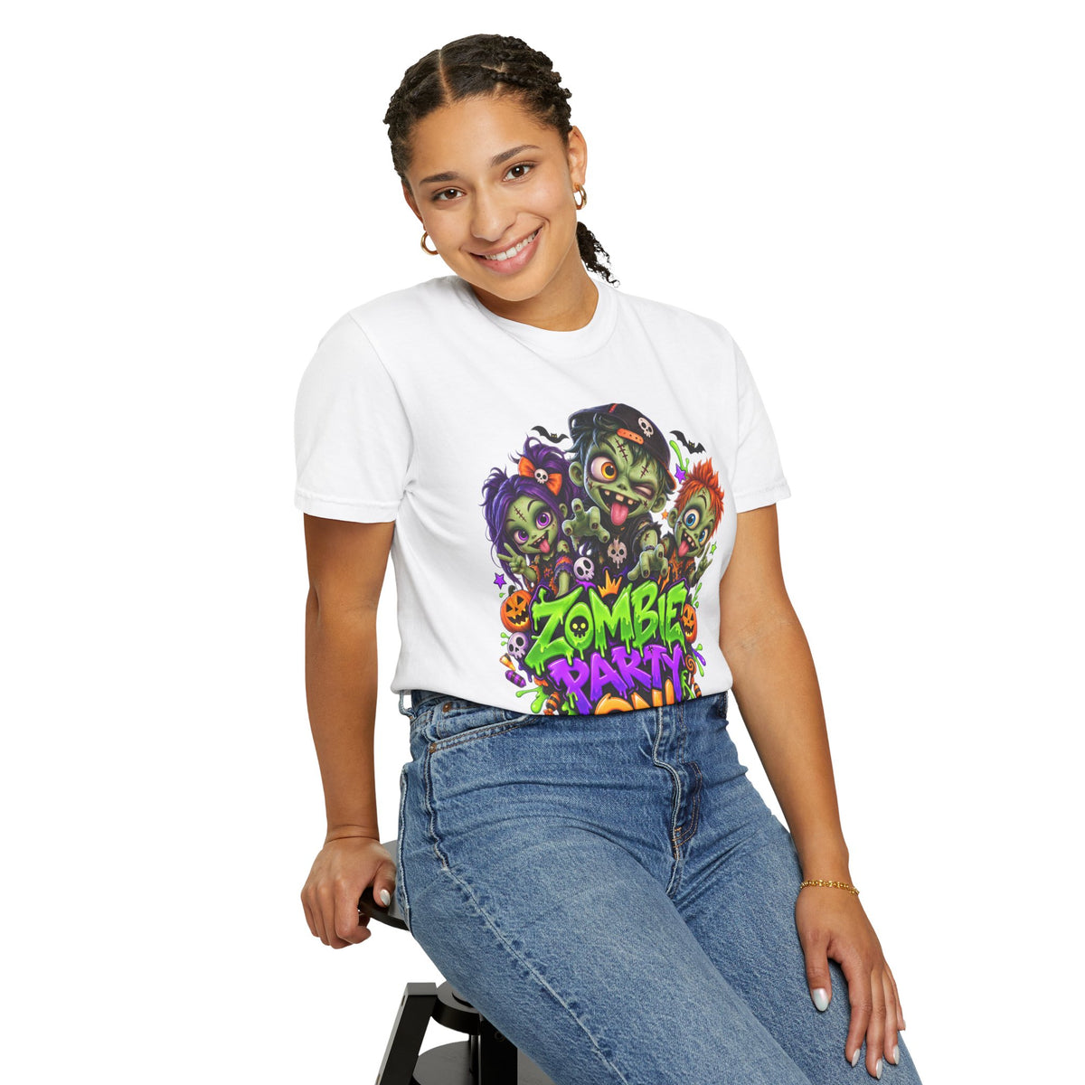 Zombie Party On! – Halloween Zombie Crew Graphic T-Shirt