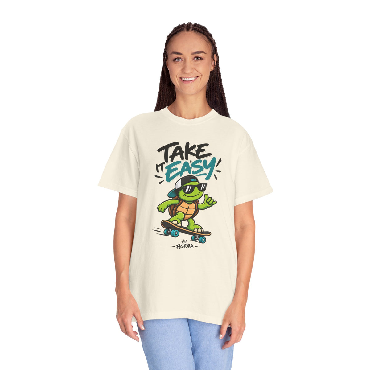 Take It Easy Skate Turtle Graphic T-Shirt | Festora Everyday