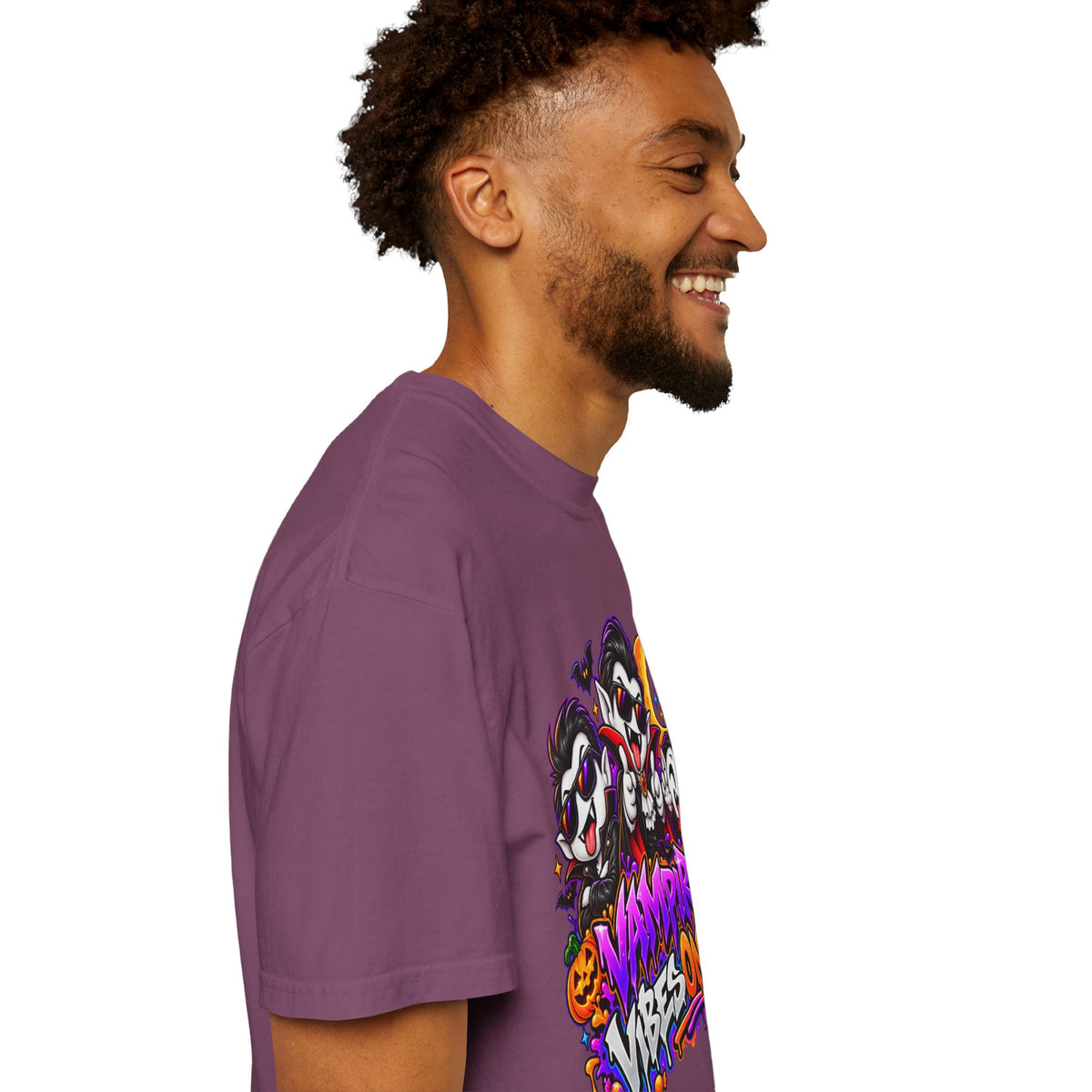 Neon Vampire Vibes Halloween Unisex Garment-Dyed T-Shirt Featuring a Cool Festora Vampire Crew