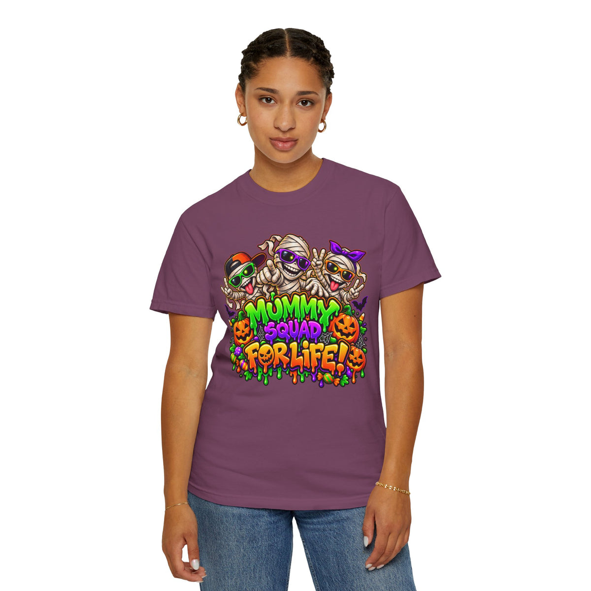 Mummy Squad For Life Halloween T-Shirt – Funny Colorful Mummy Graphic Tee