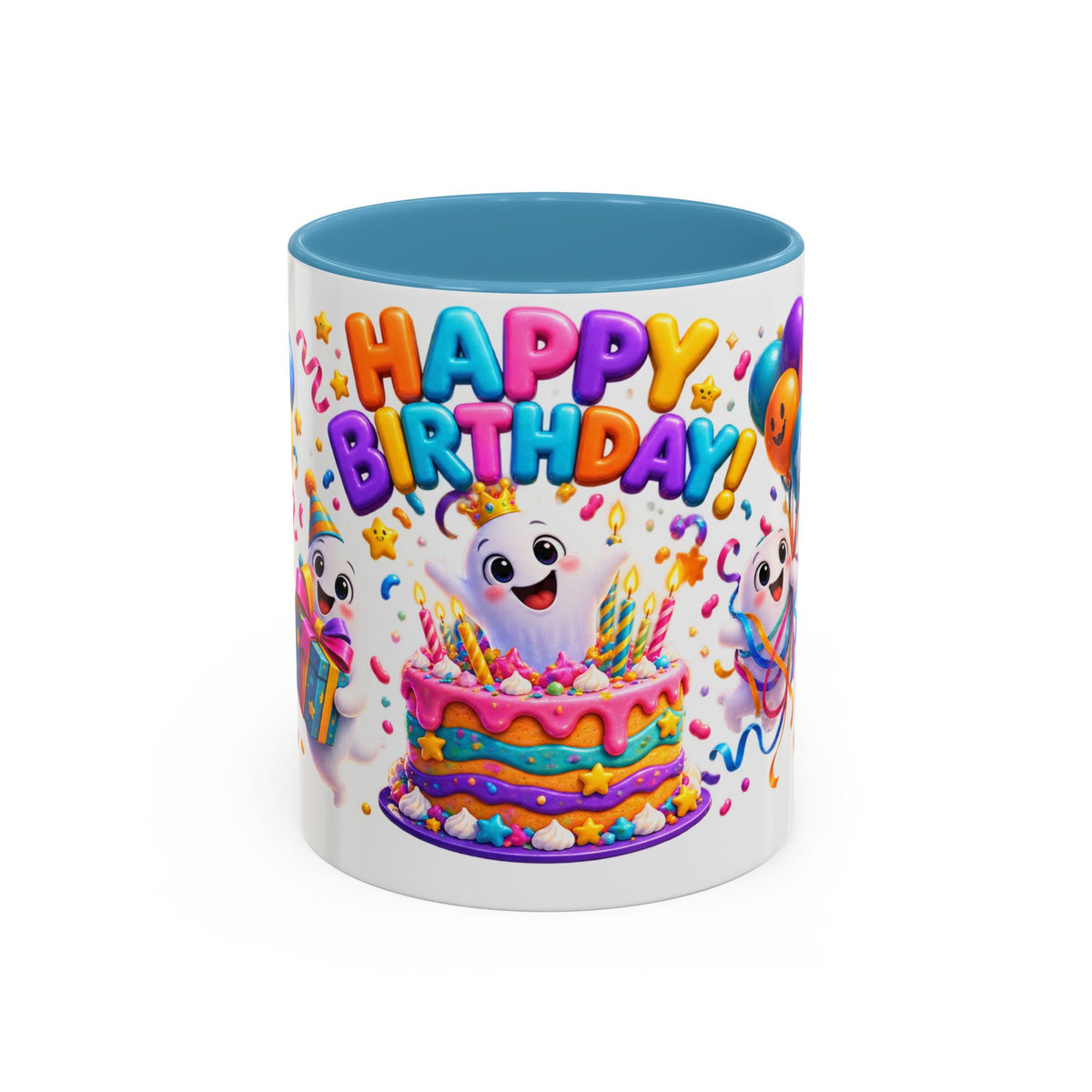 Happy Birthday Accent Coffee Mug - Colorful Celebration Mug (11oz, 15oz)