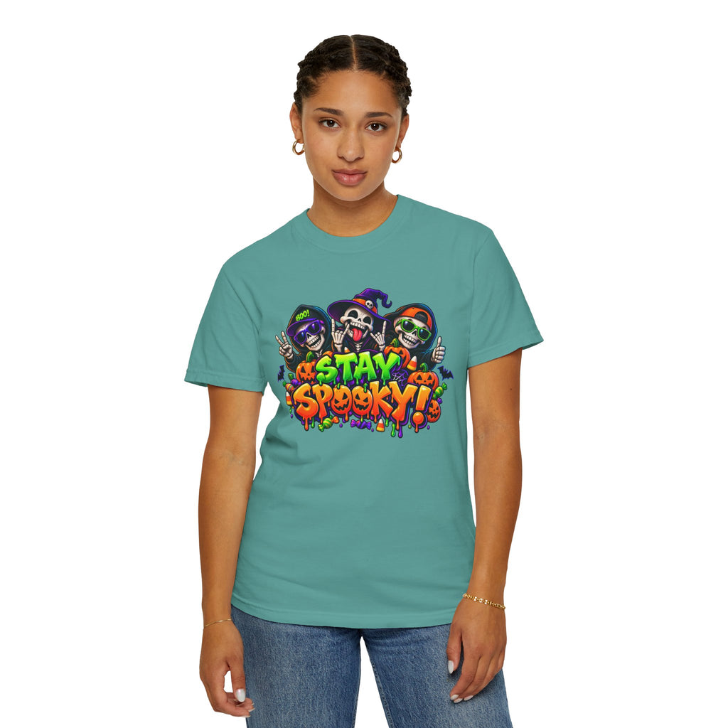 Stay Spooky Halloween T-Shirt – Funny Skeleton Crew Colorful Graphic Tee