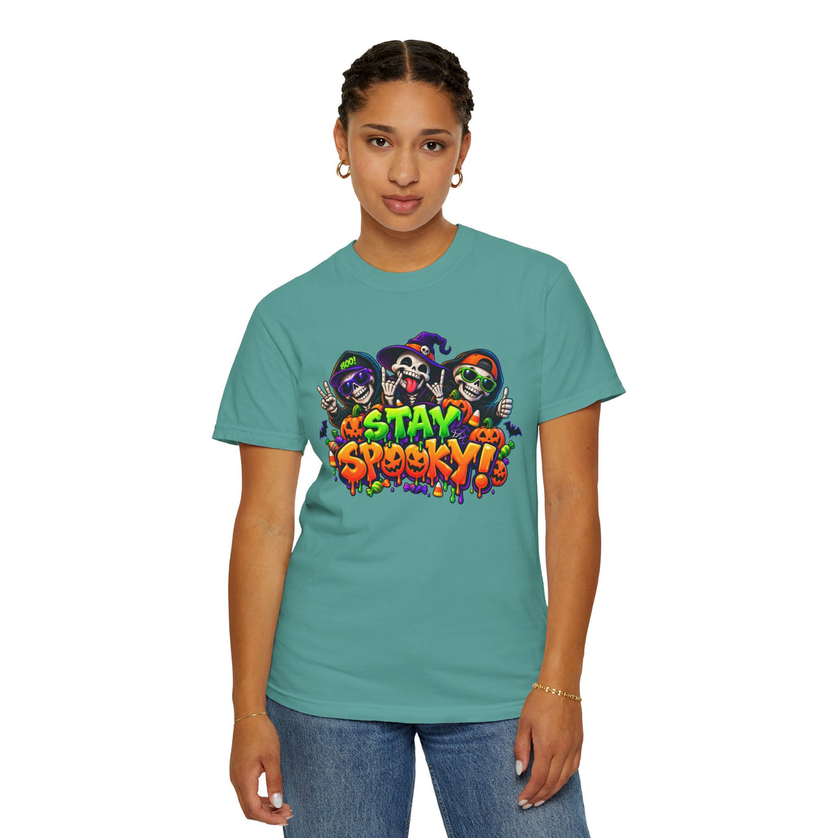 Stay Spooky Halloween T-Shirt – Funny Skeleton Crew Colorful Graphic Tee