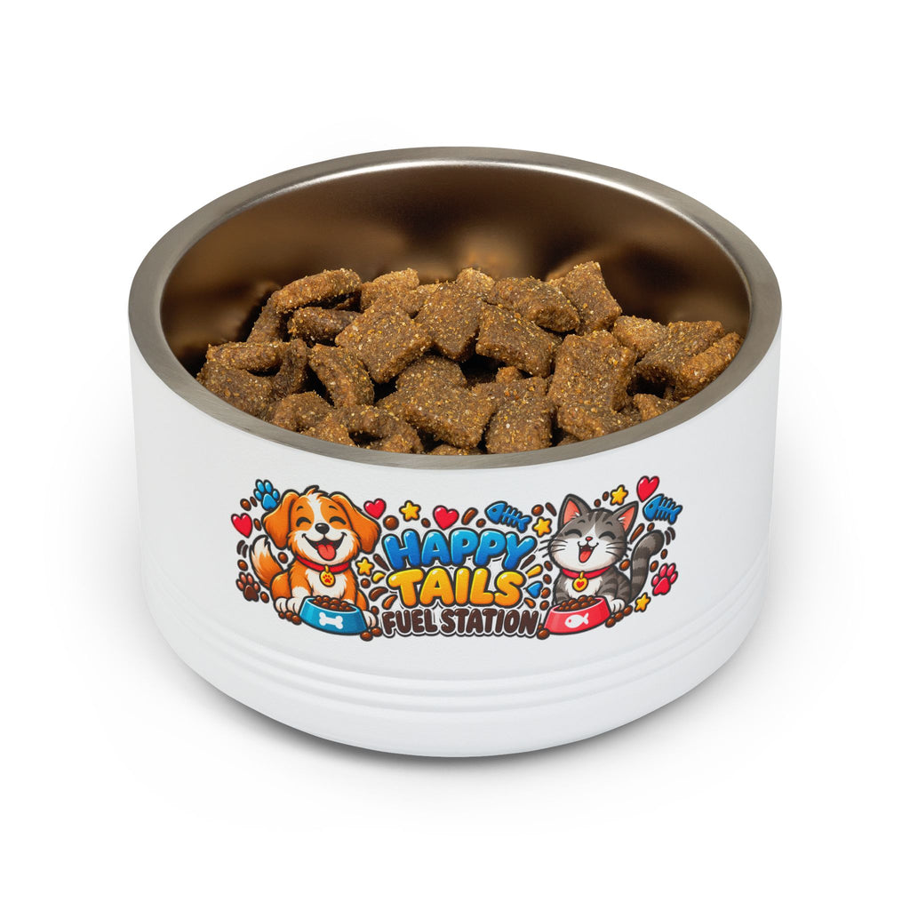 Happy Tails Pet Bowl – 18oz Stainless Steel Dog & Cat Feeding Bowl