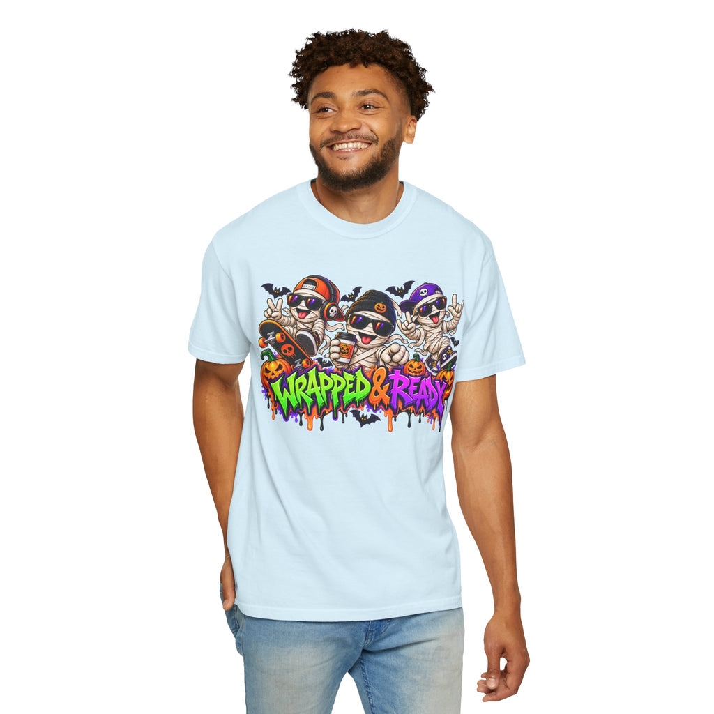Wrapped & Ready – Halloween Mummy Crew Graphic T-Shirt