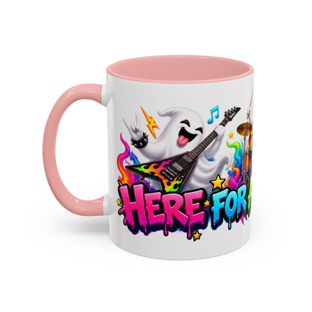 Here for a Boo Time Halloween Ghost Rock Band White Mug