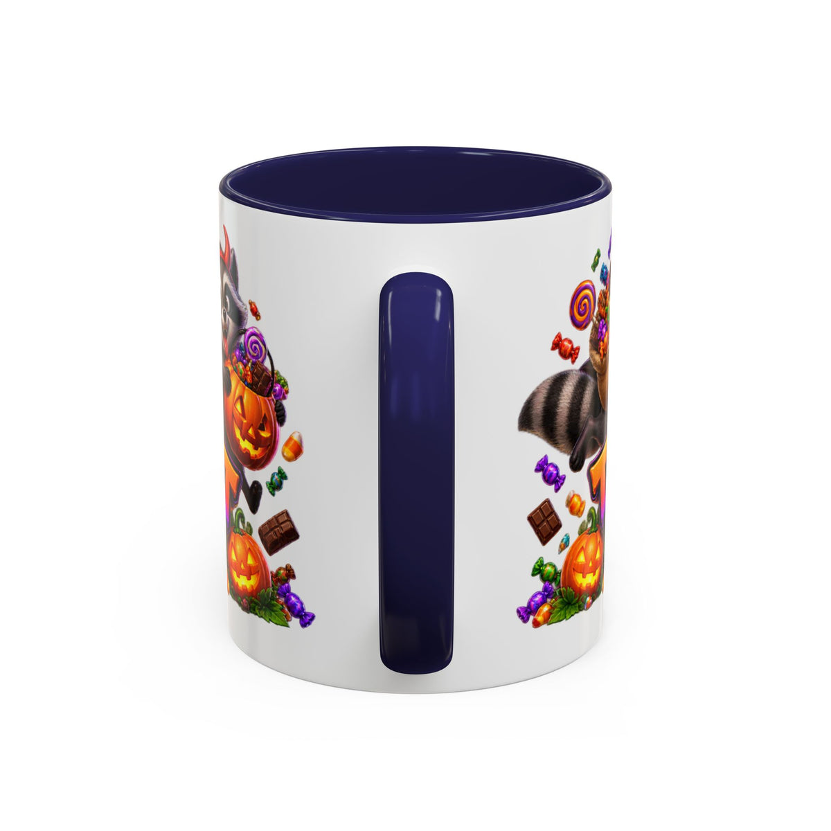 Trick or Treat Bandits Raccoons Halloween White Mug