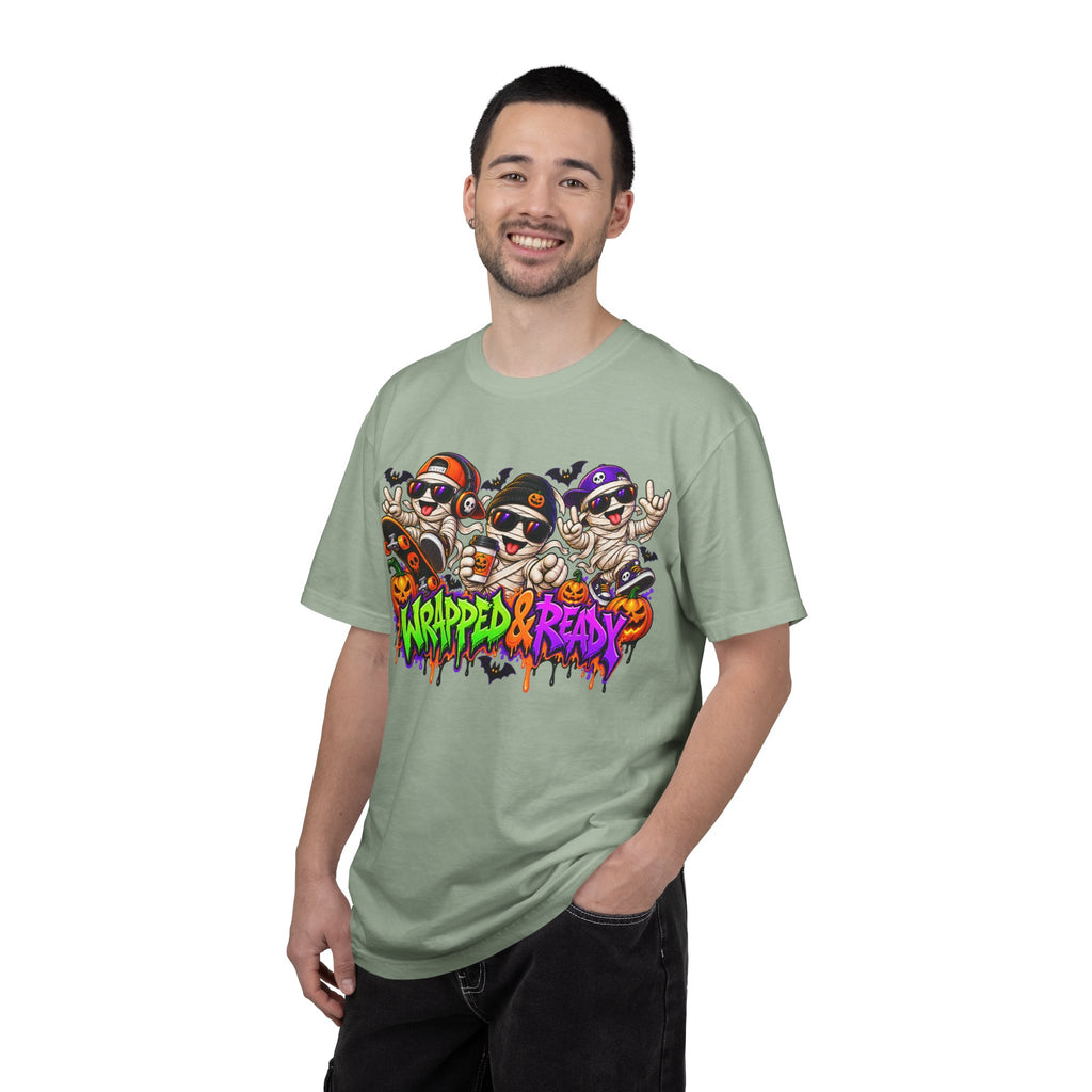 Wrapped & Ready – Halloween Mummy Crew Graphic T-Shirt