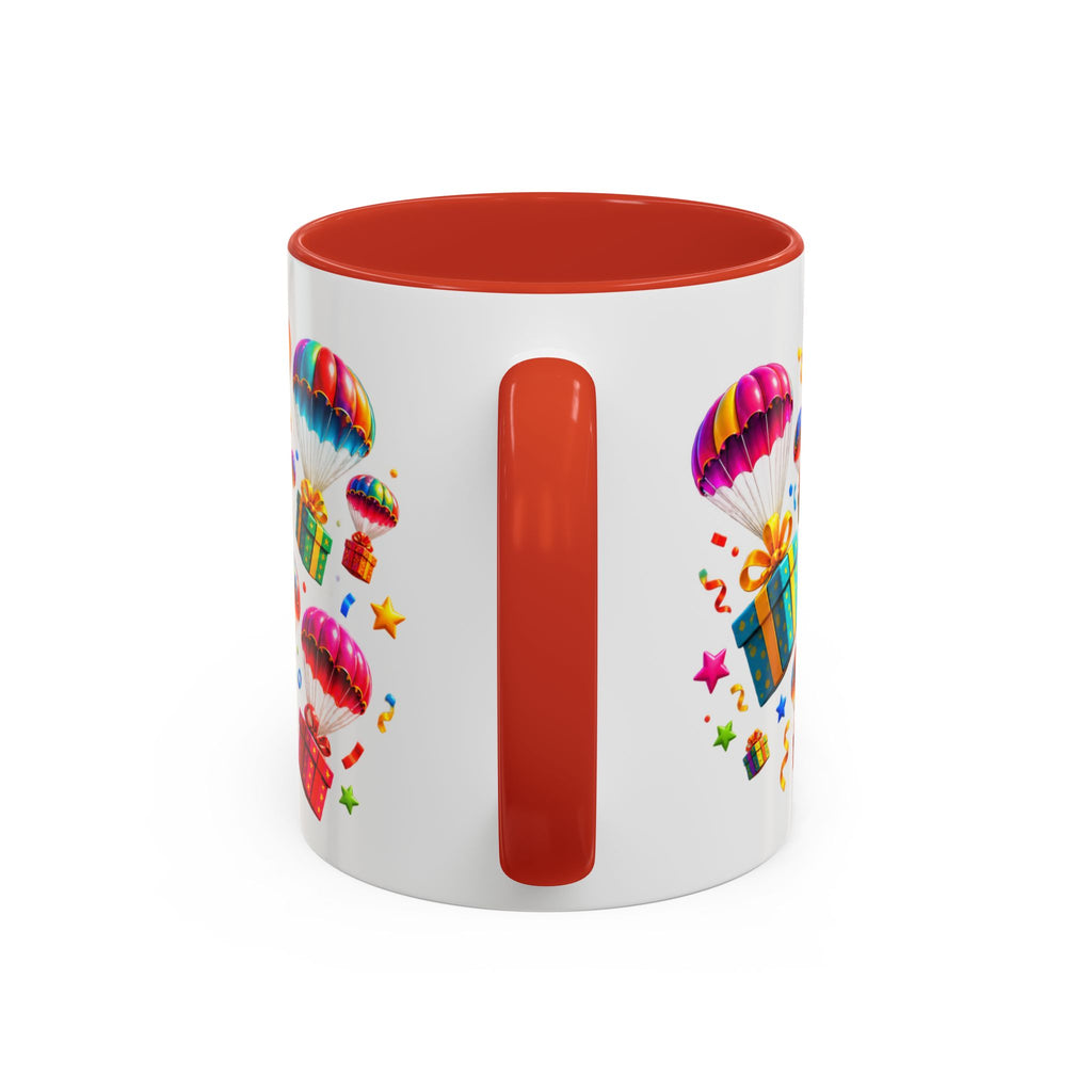 Birthday Gifts Coffee Mug — "It's Raining Birthday Gifts!" Colorful Accent Mug