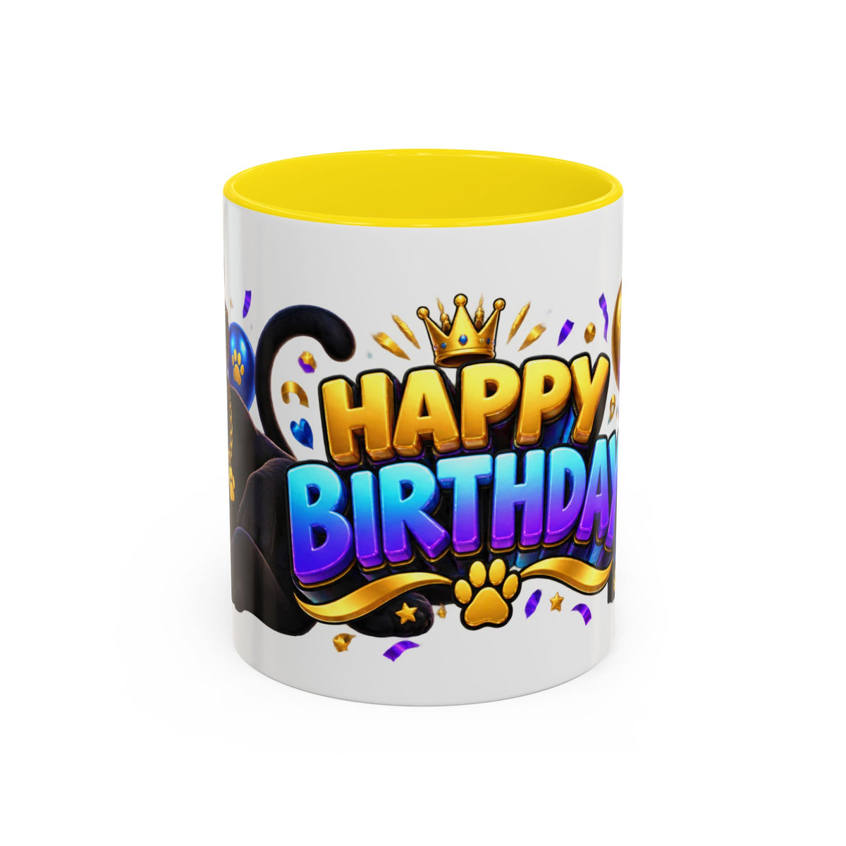 Black Panther Happy Birthday Mug – Purple Blue & Gold Birthday Gift – FestoraShop White Coffee Mug