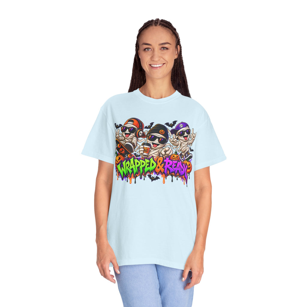 Wrapped & Ready – Halloween Mummy Crew Graphic T-Shirt
