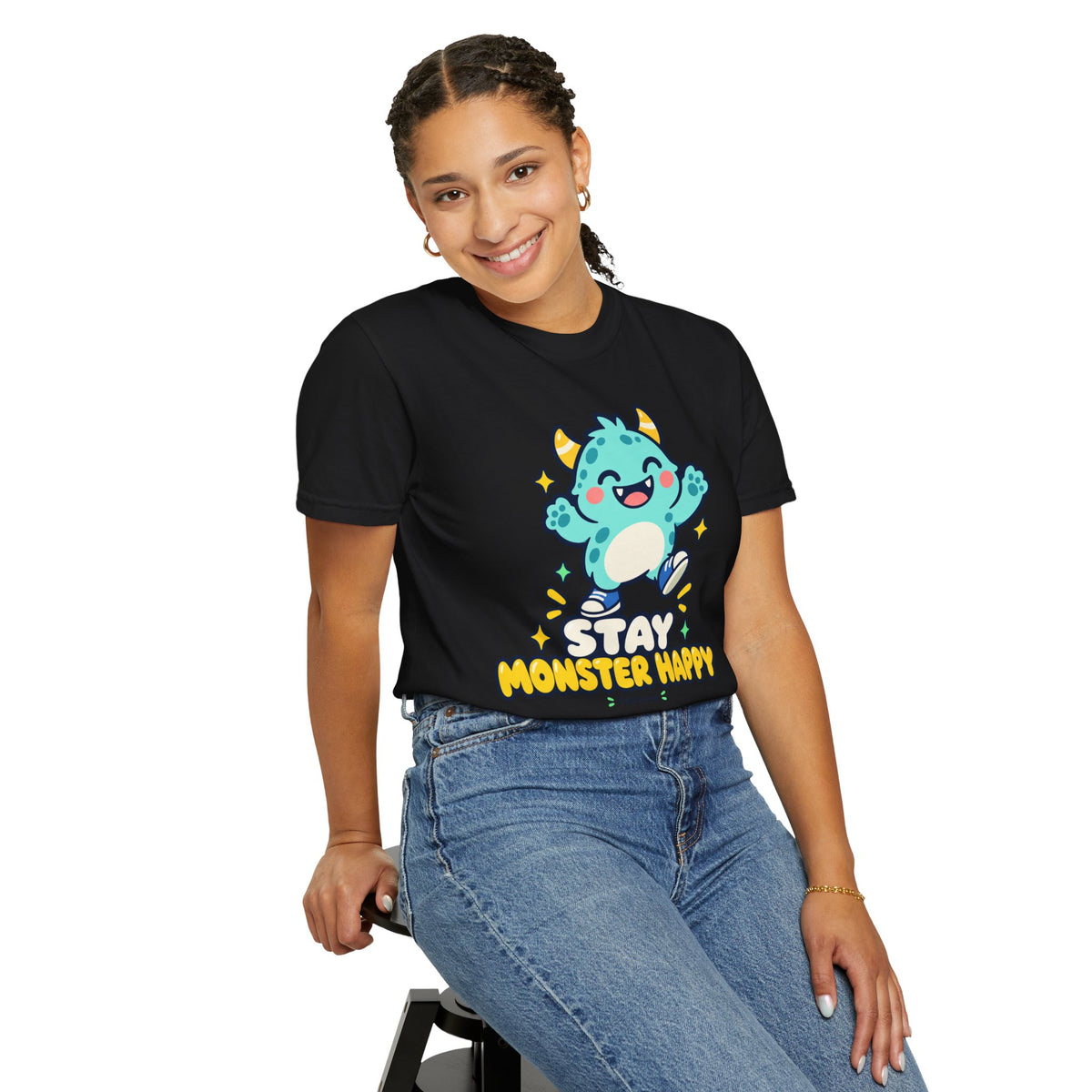 Stay Monster Happy – Cute Monster Graphic T-Shirt