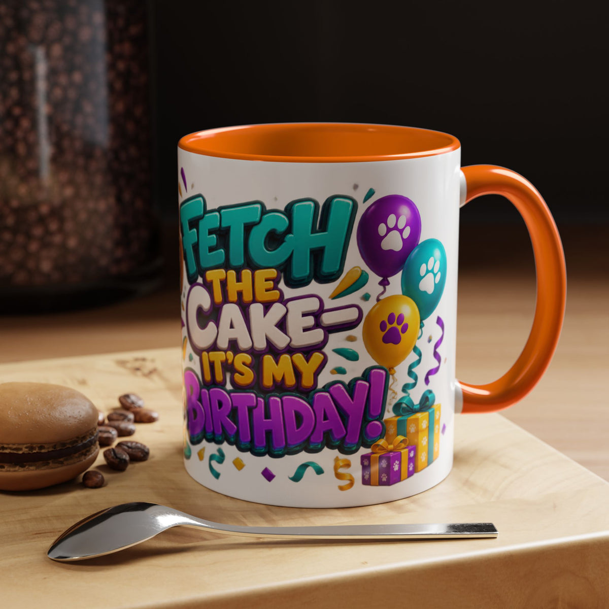 Beagle Birthday Mug – Fetch the Cake White Ceramic Coffee Cup