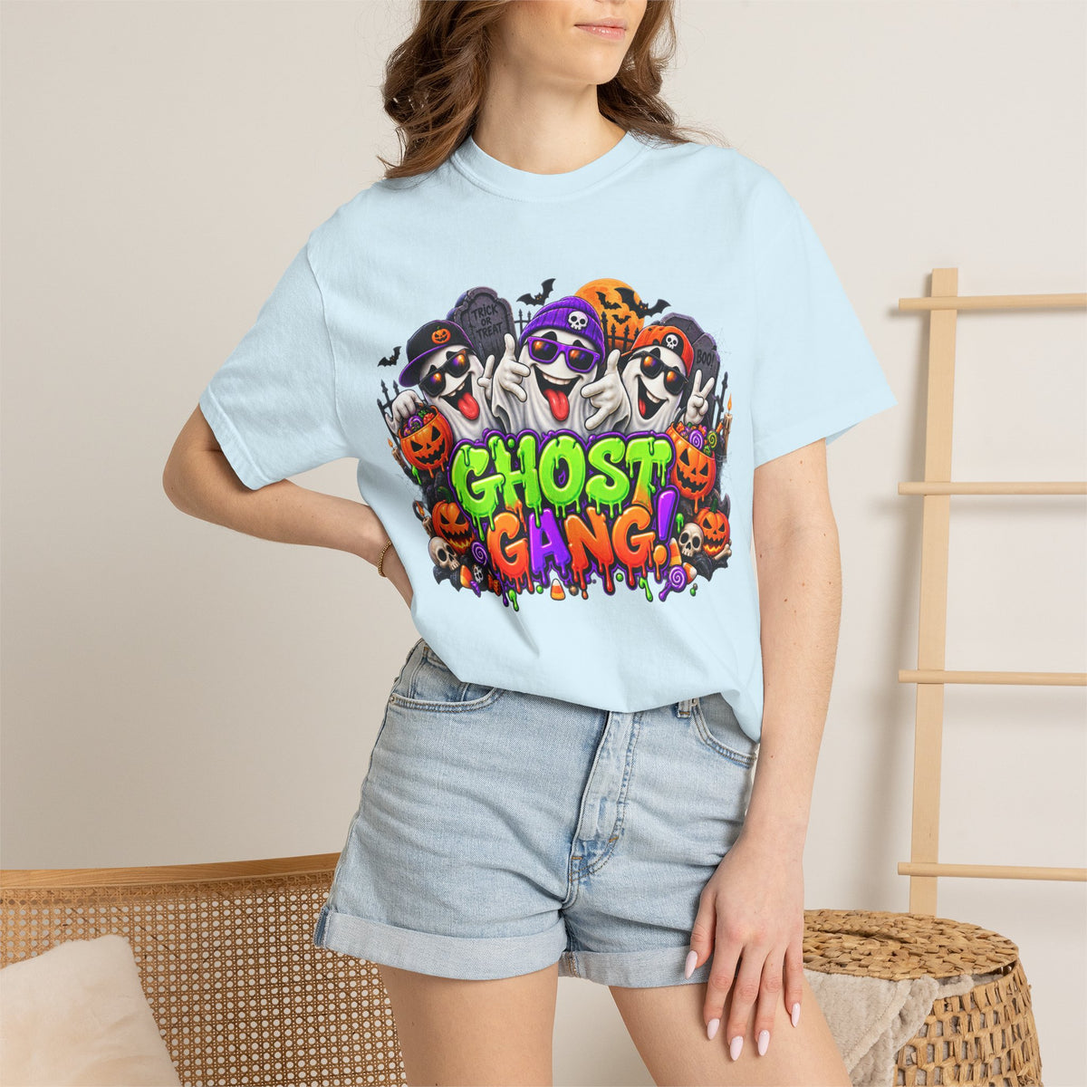 Ghost Gang Halloween T-Shirt – Funny Colorful Ghost Graphic Tee