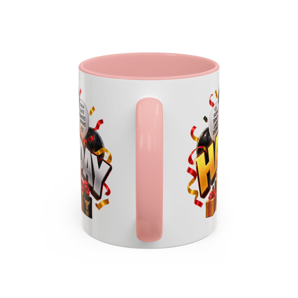 Happy Birthday Bull Mug – Colorful 3D Birthday Gift – White Coffee Mug