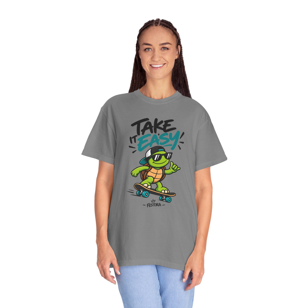 Take It Easy Skate Turtle Graphic T-Shirt | Festora Everyday