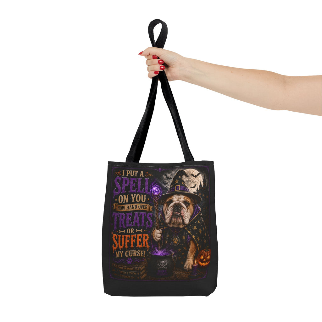 Halloween Bulldog Tote Bag - "I Put a Spell On You" Trick-or-Treat Candy Bag