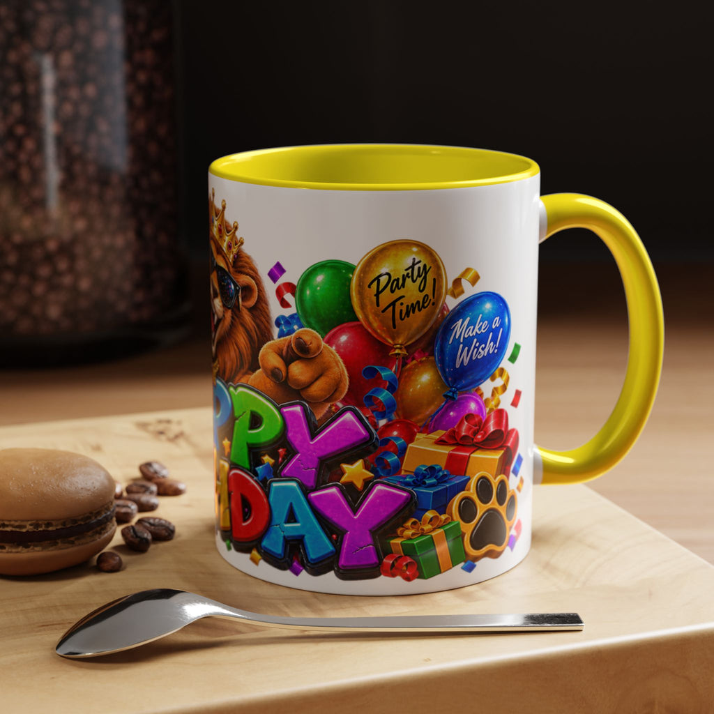 Lion Happy Birthday Mug – Colorful 3D King Celebration Design