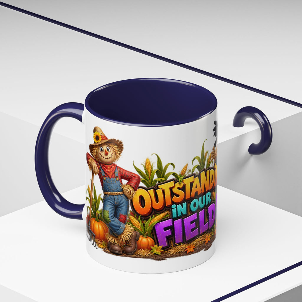 Outstanding in Our Field Funny Scarecrow Halloween White Mug
