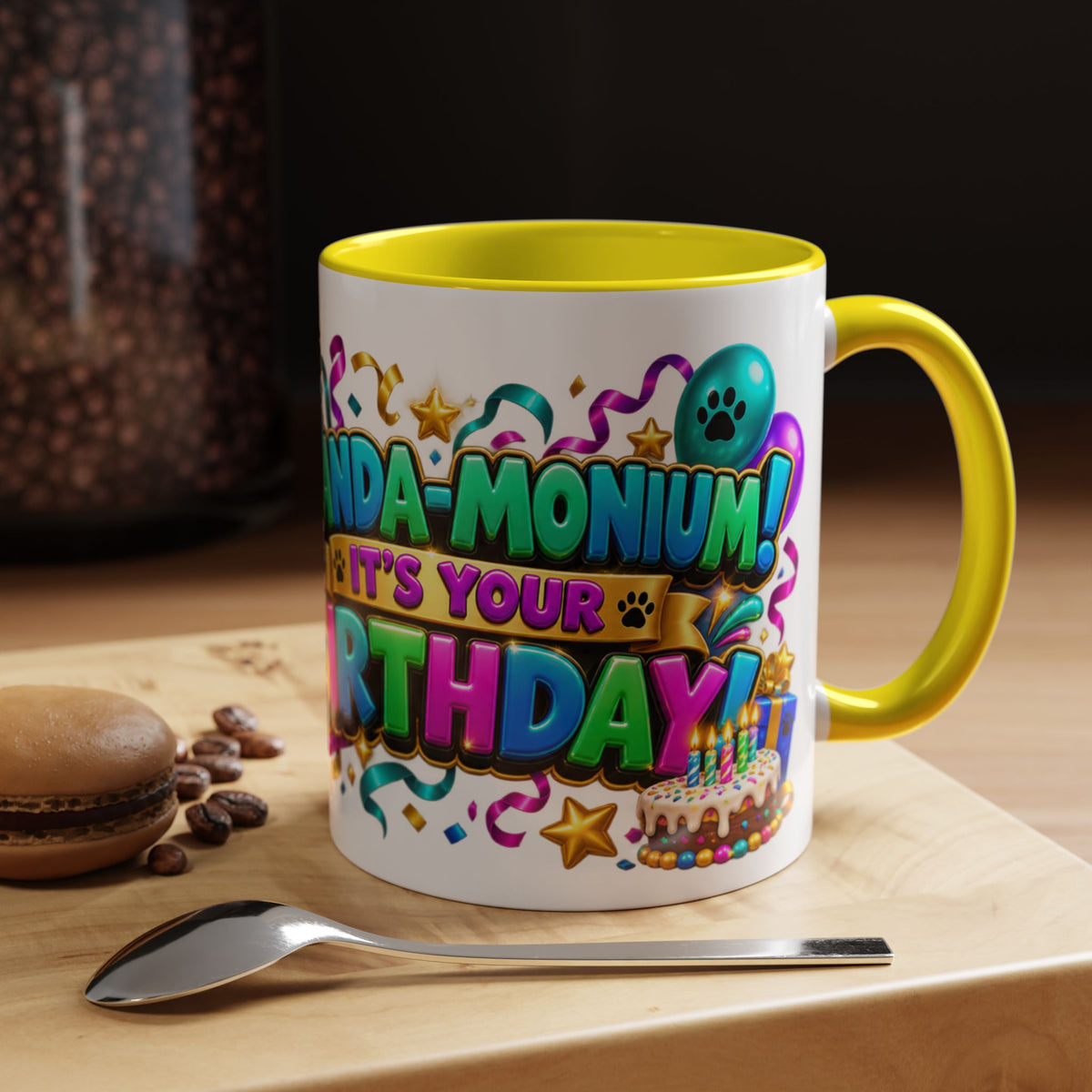 Panda-Monium! It’s Your Birthday White Mug – Cute Panda Birthday Cup, Colorful Fun Party Gift