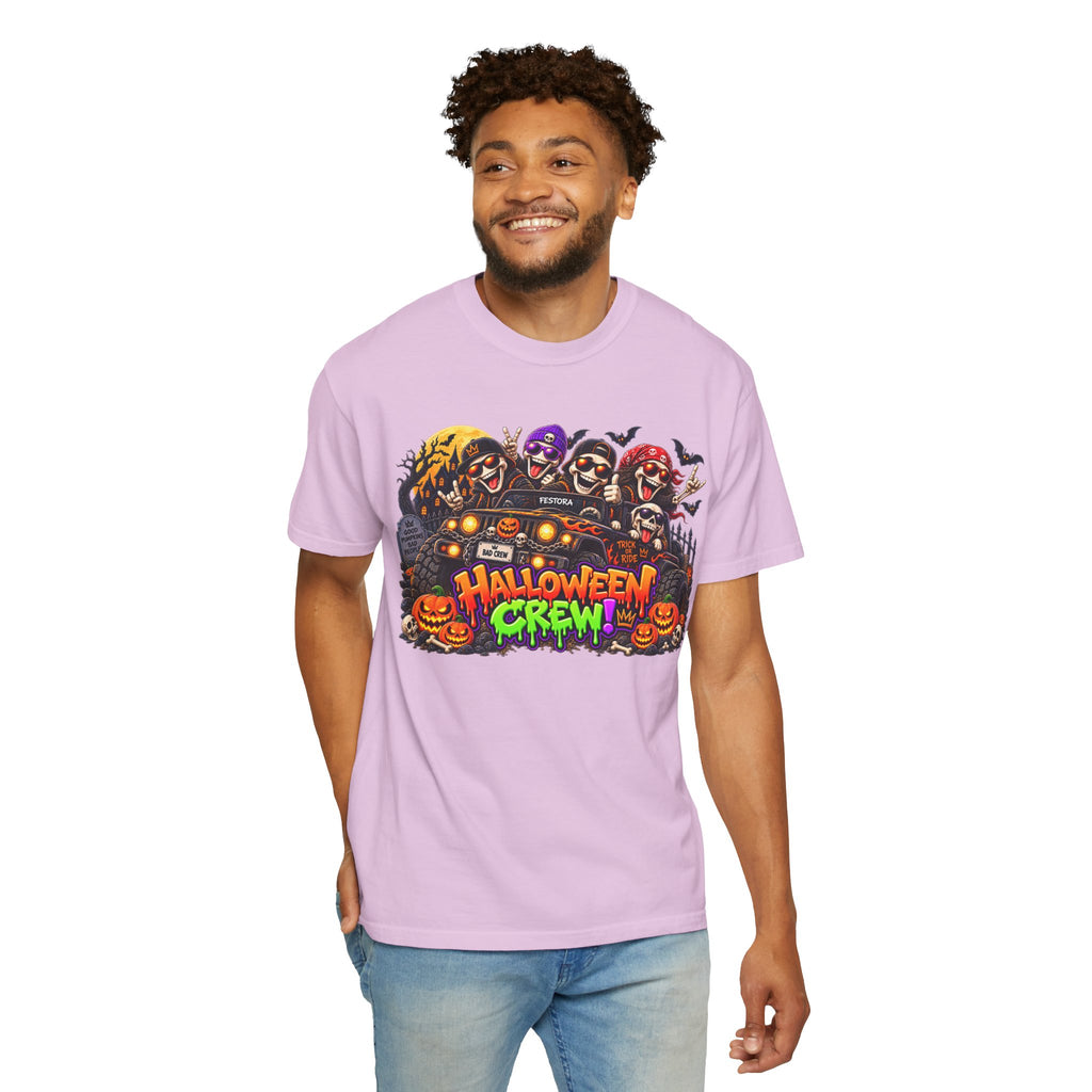Halloween Crew T-Shirt – Skeleton Jeep Spooky Graphic Tee