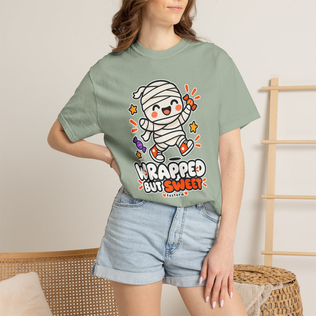 Wrapped but Sweet Halloween T-Shirt | Cute Mummy Graphic Tee