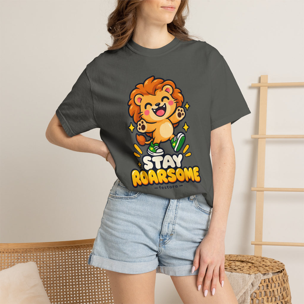 Stay Roarsome – Cute Happy Lion Graphic T-Shirt