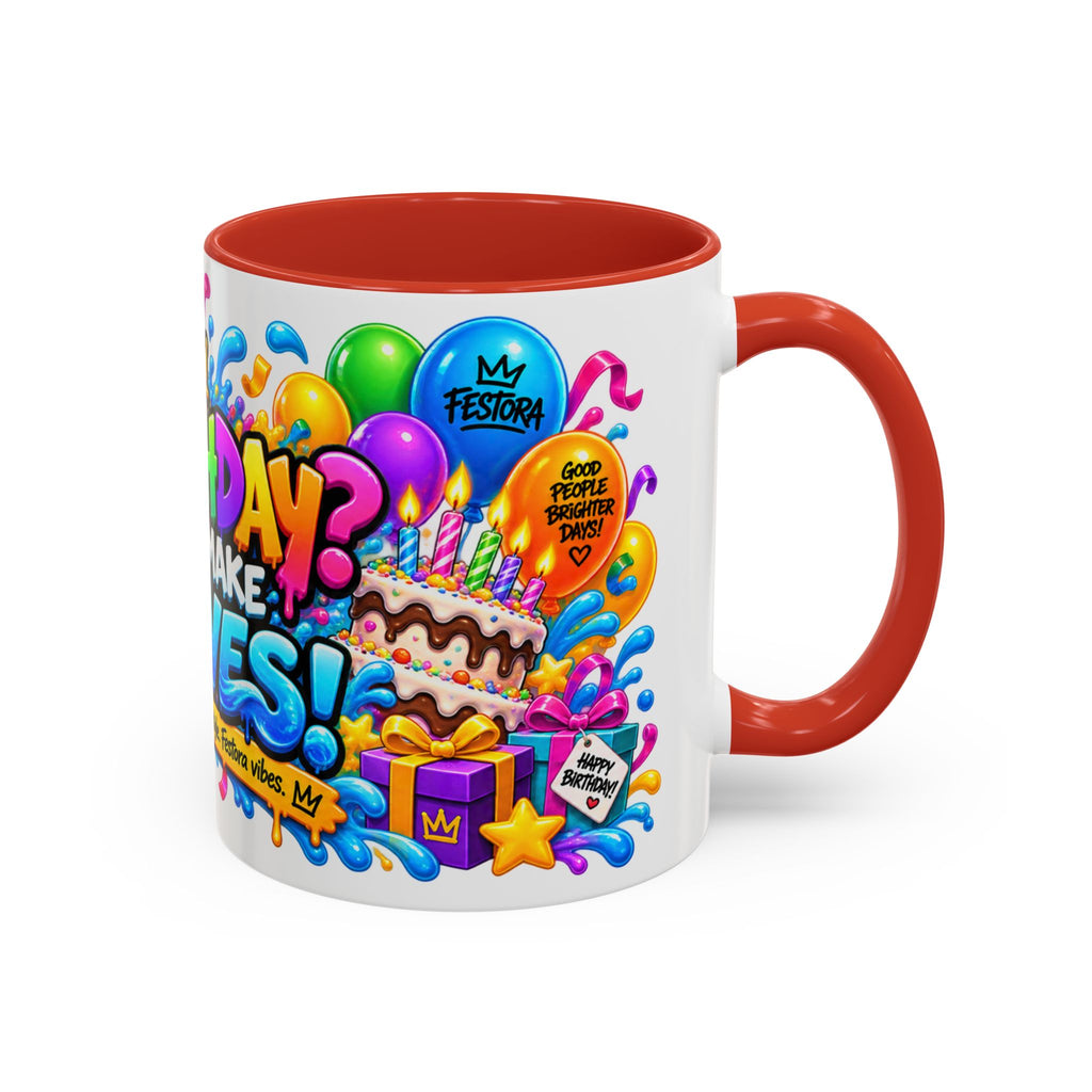BIRTHDAY? LET’S MAKE WAVES! White Ceramic Mug – Funny Shark Birthday Coffee Cup – Original FestoraShop Design