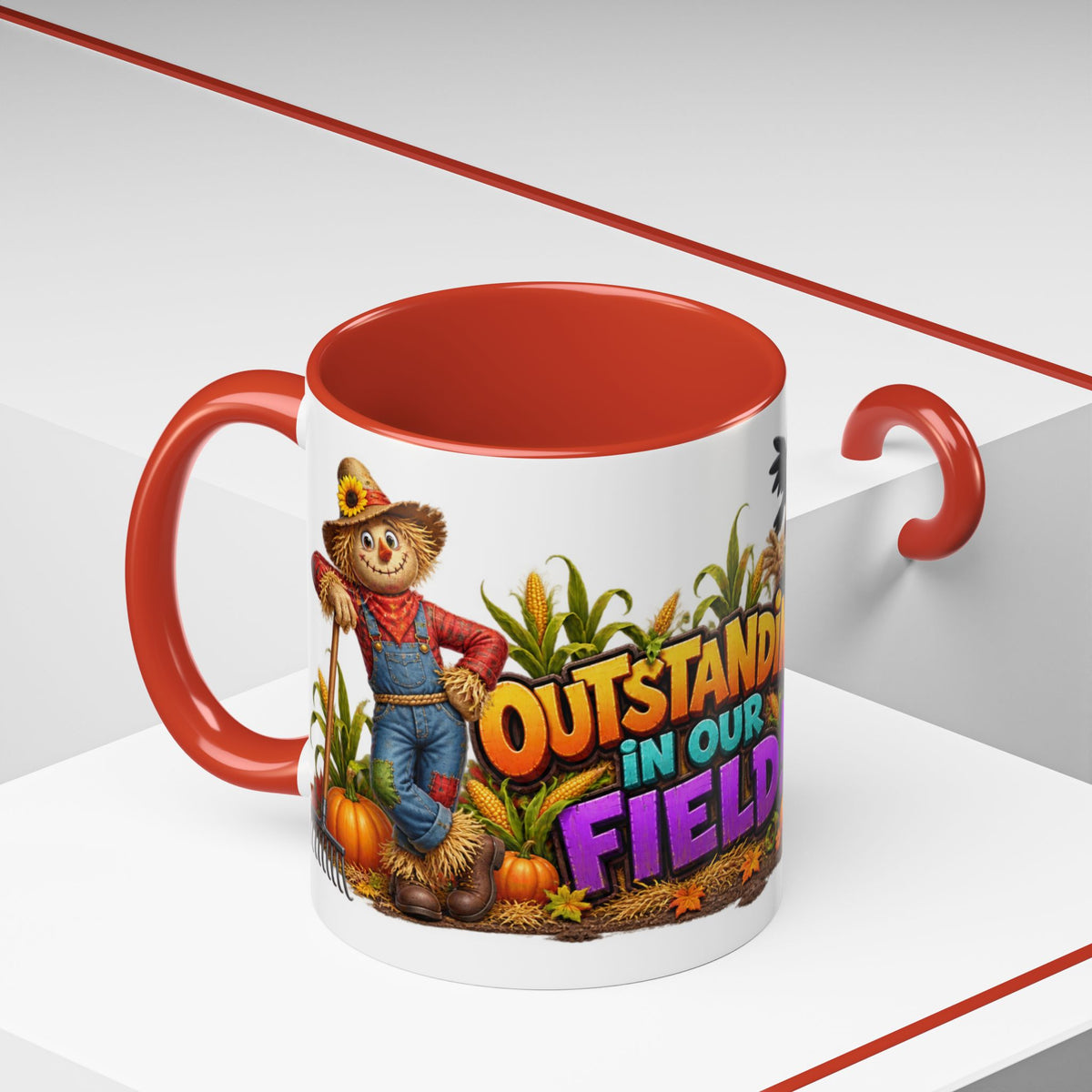 Outstanding in Our Field Funny Scarecrow Halloween White Mug