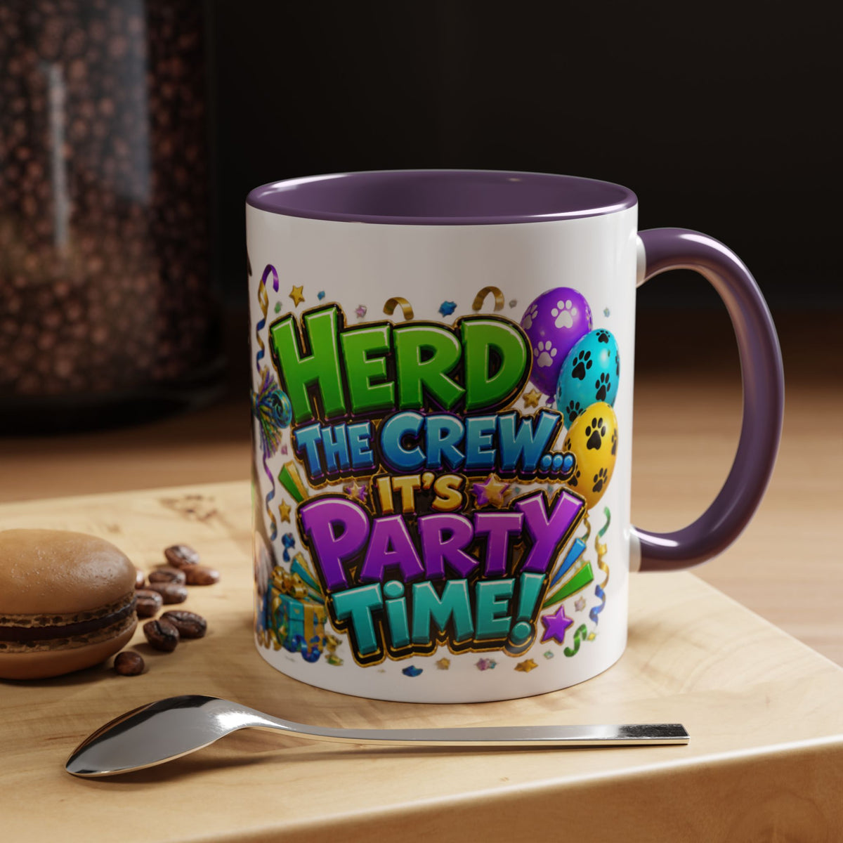 Herd the Crew Border Collie Birthday White Mug