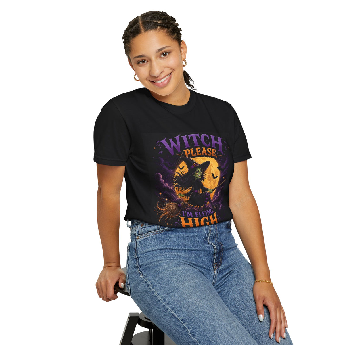 Witch Please Graphic T-Shirt — "I'm Flying High Tonight" Halloween Tee