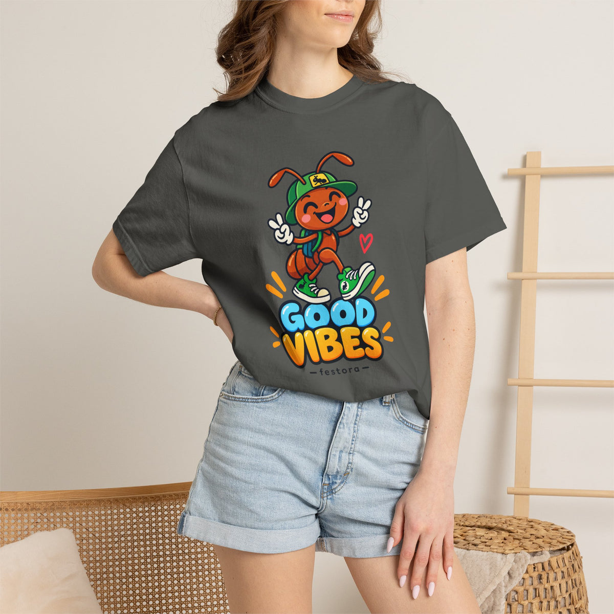 Good Vibes – Happy Ant Graphic T-Shirt