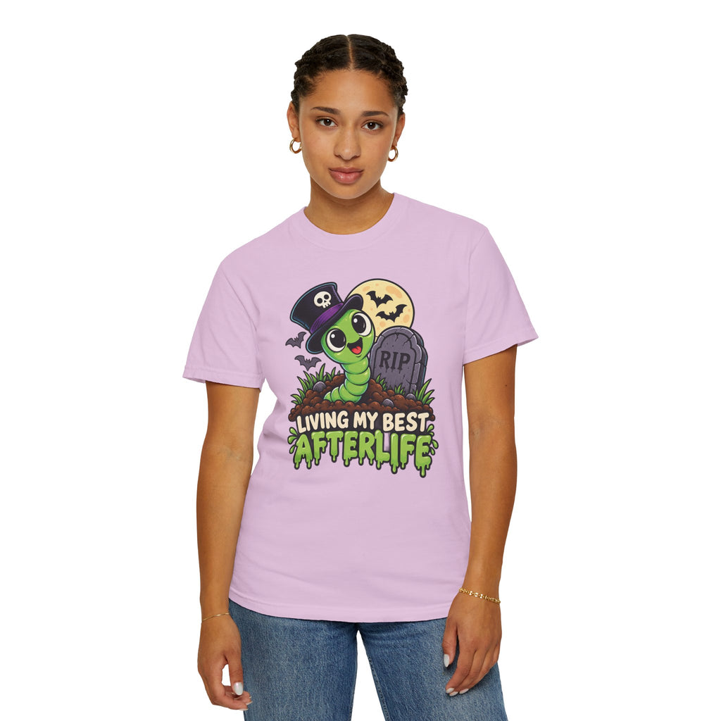 Living My Best Afterlife – Cute Halloween Graveyard Worm T-Shirt