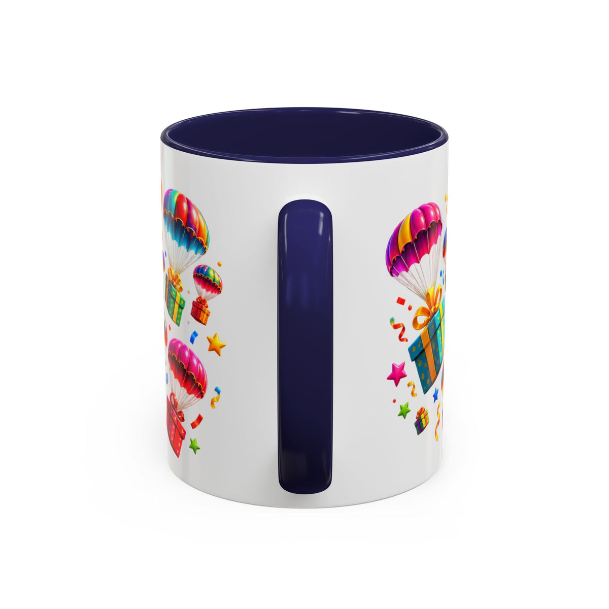 Birthday Gifts Coffee Mug — "It's Raining Birthday Gifts!" Colorful Accent Mug