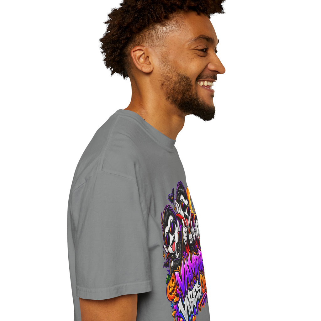 Neon Vampire Vibes Halloween Unisex Garment-Dyed T-Shirt Featuring a Cool Festora Vampire Crew