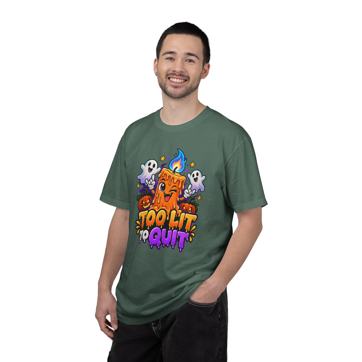 Too Lit to Quit – Funny Halloween Candle T-Shirt