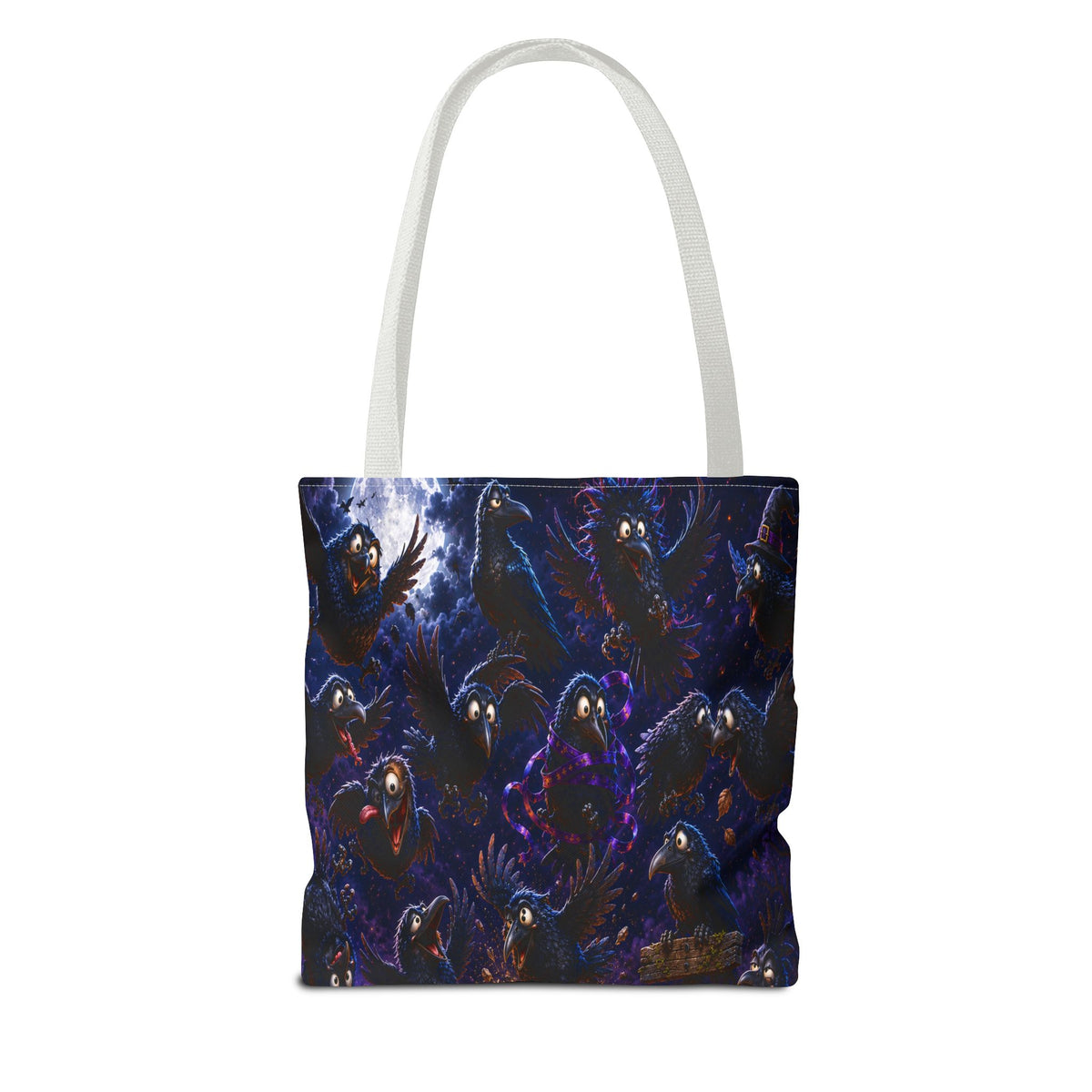 Crows at Midnight Tote Bag — Gothic Raven Moon AOP Tote for Halloween & Everyday