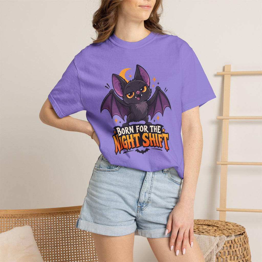 Born for the Night Shift – Cute Halloween Bat T-Shirt